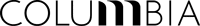 Texte stylisé 'COLUMBIA' avec lettres noires pleines pour le M et le I, et lettres noires en contour blanc pour les autres.