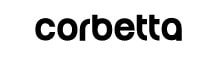 Logo texte noir 'corbetta' sur fond blanc, caractérisé par une police grasse et moderne.